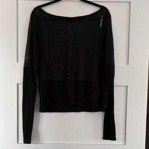 Reebok Women's Black Long Sleeve Sheer Top